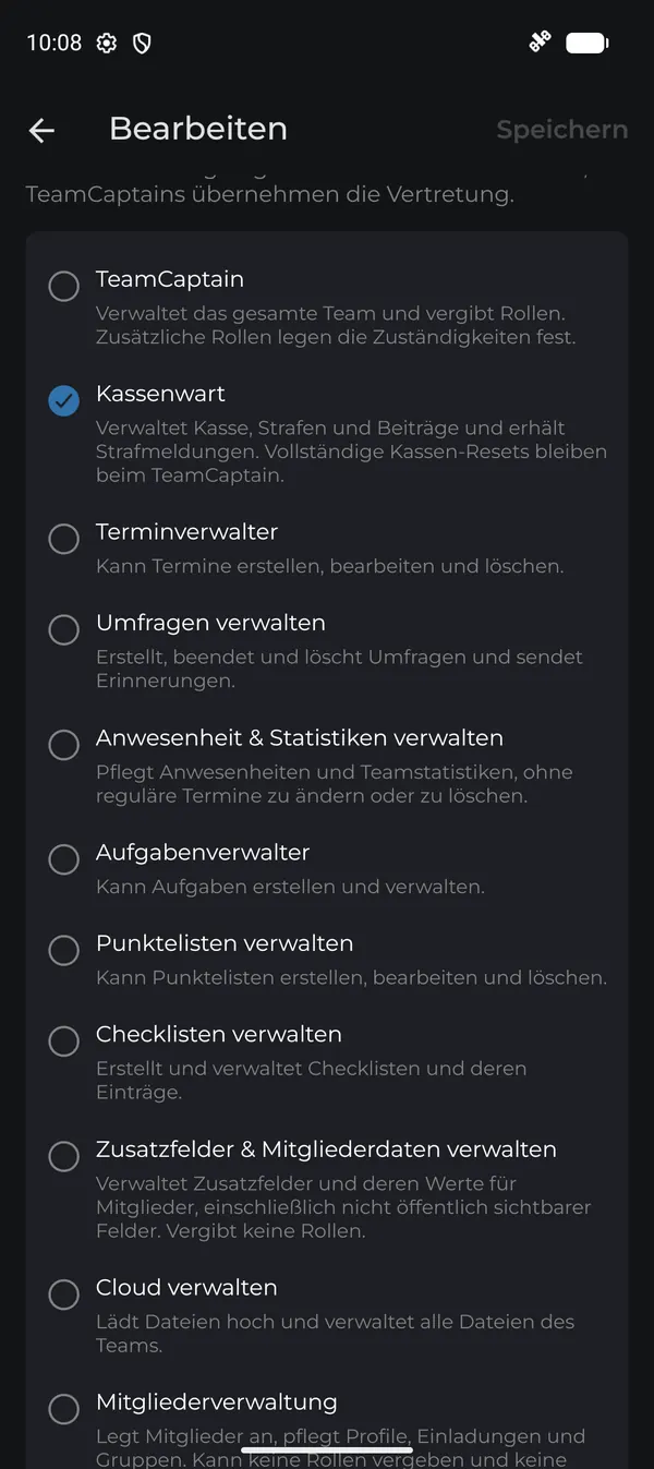 Rollen mit Beschreibung auswählen