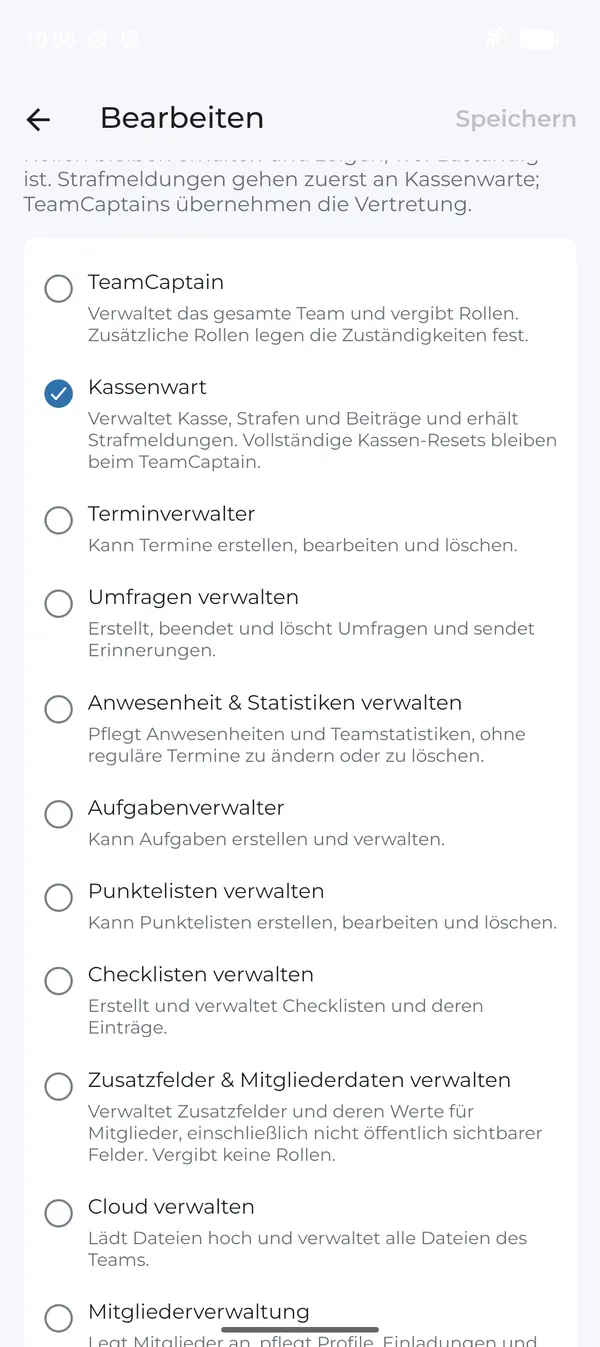 Rollen mit Beschreibung auswählen