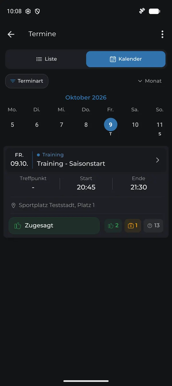 Monatskalender mit Terminen