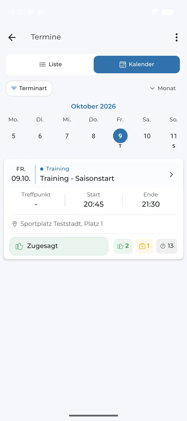 Monatskalender mit Terminen