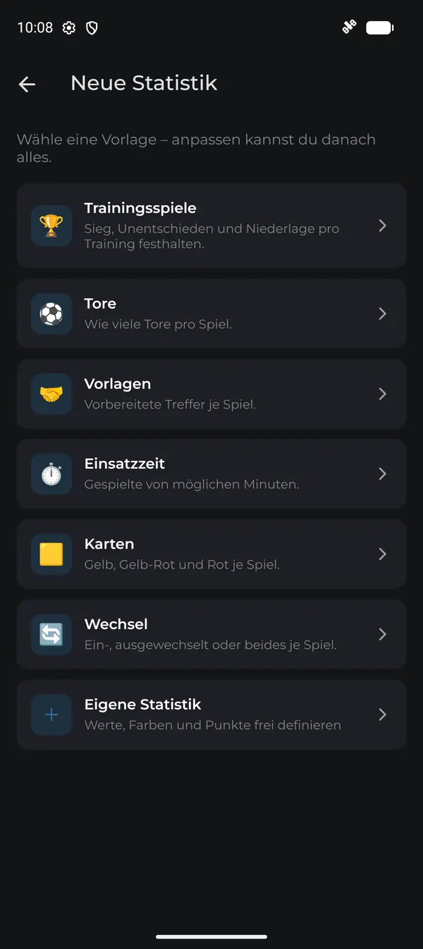 Vorlagen für neue Statistiken