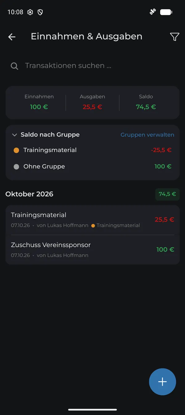 Saldo nach Gruppe in Einnahmen & Ausgaben