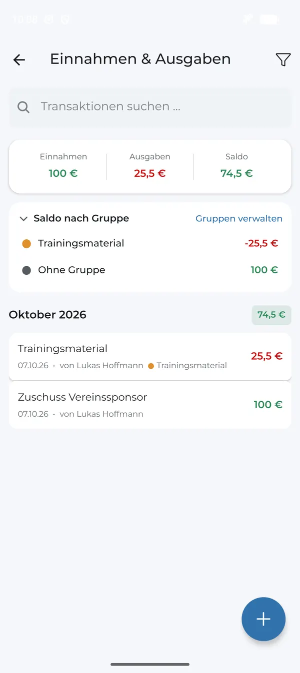 Saldo nach Gruppe in Einnahmen & Ausgaben