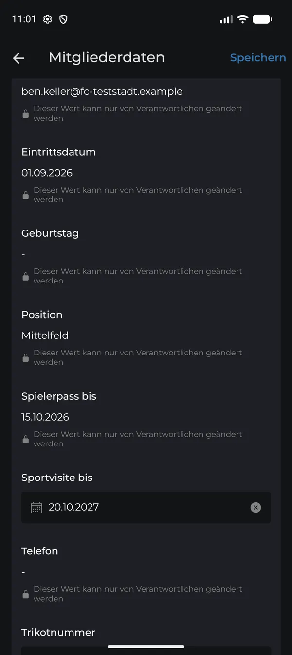 Neues Datum vor dem Speichern