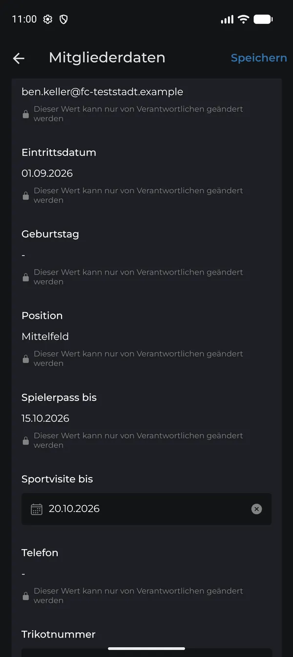 Nur freigegebene Felder sind bearbeitbar