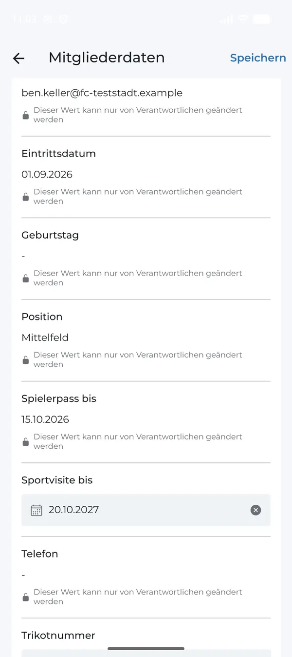 Neues Datum vor dem Speichern
