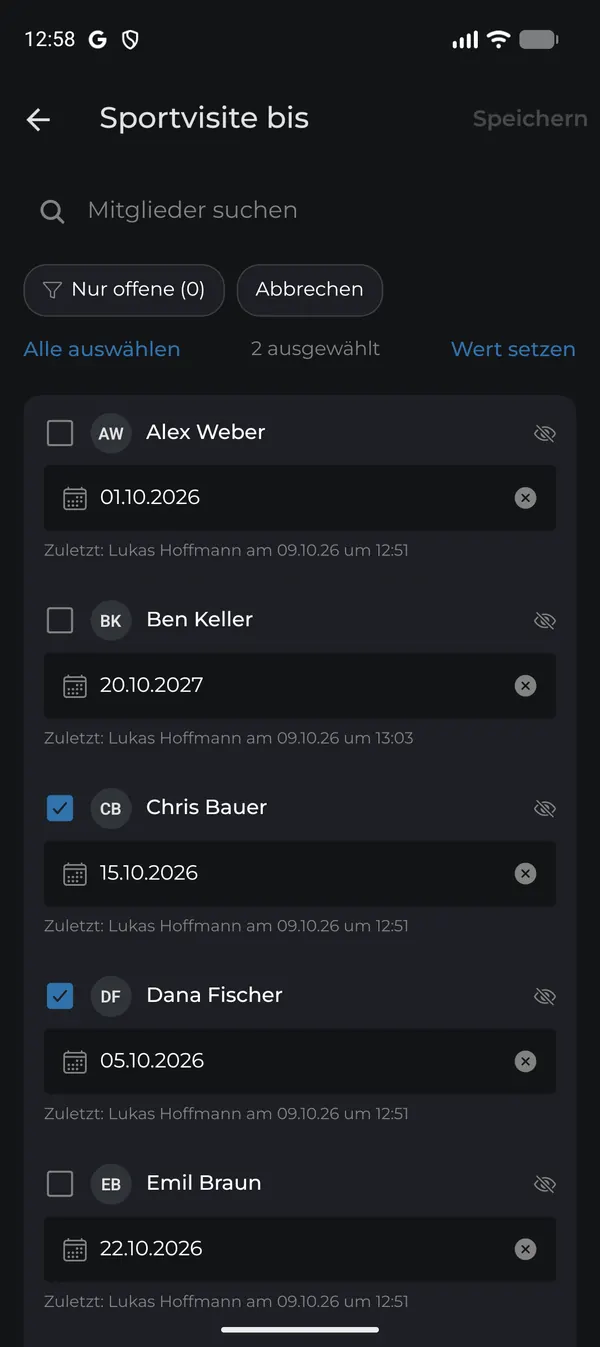 Mehrere Mitglieder für einen gemeinsamen Wert markieren