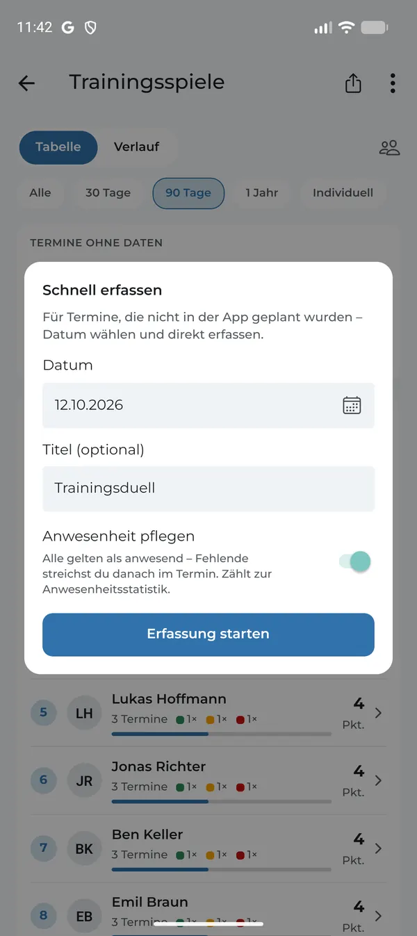 Schnell erfassen mit Anwesenheitspflege
