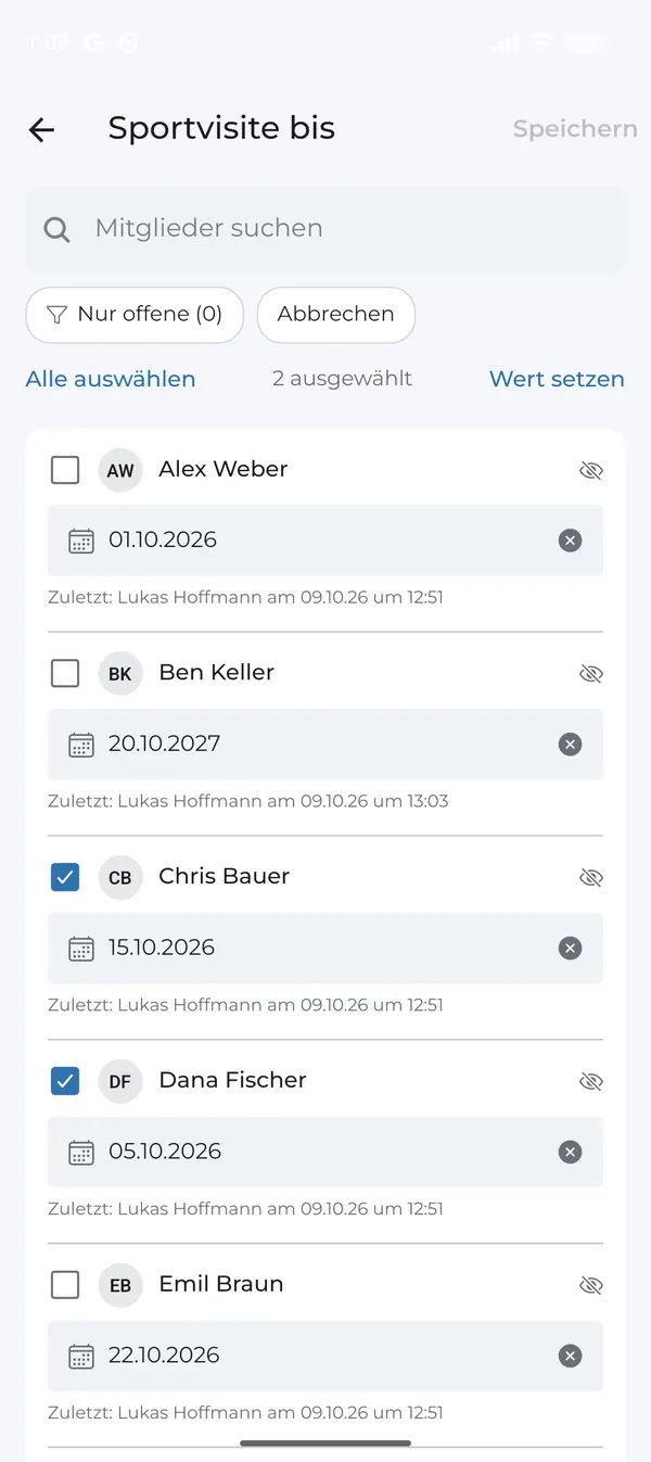 Mehrere Mitglieder für einen gemeinsamen Wert markieren